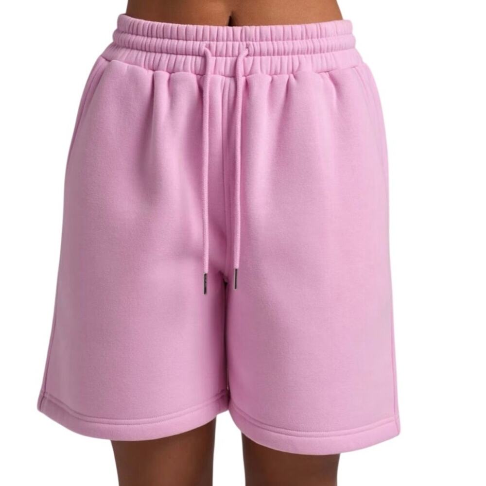 Comfrt Pink Fleece Sweat Shorts Women's Medium Drawstring Cozy Lounge Athleisure